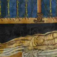 Aniołowie czuwają przy złożonym do grobu ciele Chrystusa. To obraz modlitwy na Wielką Sobotę, pełen zadumy i nadziei.