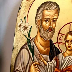 Ikona św. Józefa z Dzieciątkiem Jezus, symbol nadziei w modlitwie w sprawach trudnych i beznadziejnych.