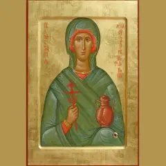Ikona przedstawia św. Anastazję, męczenniczkę, patronkę chorych i więźniów, trzymającą krzyż i naczynie.