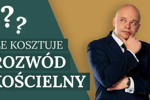 Zastanawiasz się, ile kosztuje rozwód kościelny? Mężczyzna w garniturze myśli, a na ekranie widnieje pytanie o koszty unieważnienia małżeństwa.
