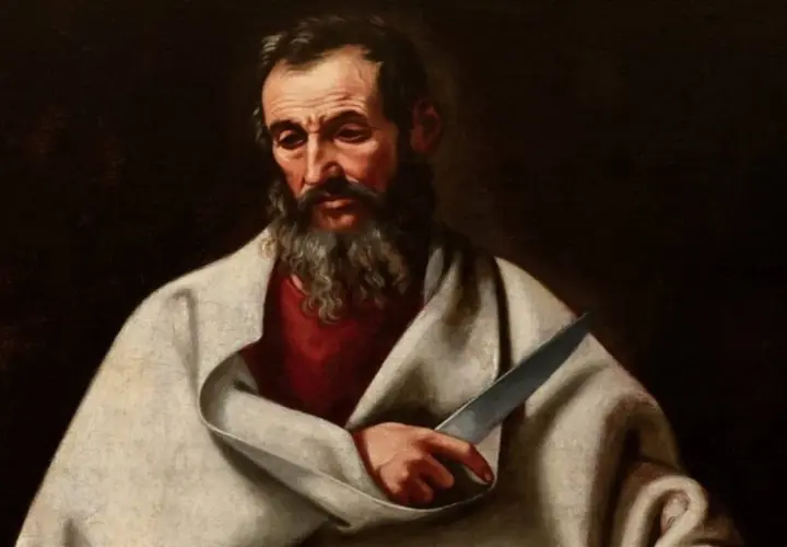 Portret mędrca z brodą, trzymającego nóż. To apostoł utożsamiany z Bartłomiejem, którego męczeństwo wiąże się z obdzarciem ze skóry.
