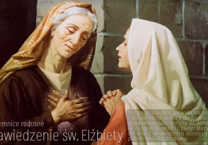 Nawiedzenie św. Elżbiety, chwalebna tajemnica różańca. Maryja odwiedza krewną.