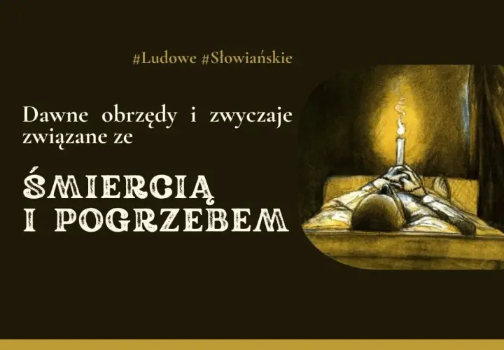 Ludowe wierzenia Słowian: czy zmarli widzą swój pogrzeb? Ilustracja przedstawia postać w łóżku z zapaloną świecą, symbolizującą przejście.
