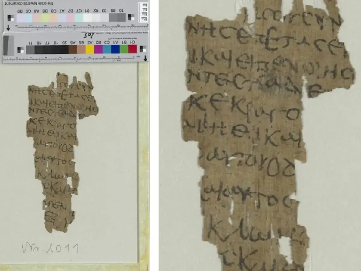 Fragment papirusu z greckim tekstem, być może zawierającym fragment Ewangelii.