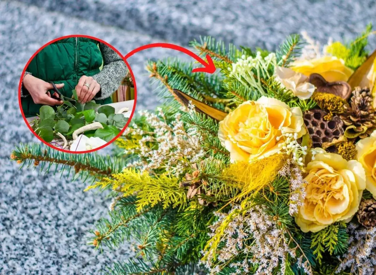 Zdjęcie Jak zrobić stroik na cmentarz na gąbce florystycznej - krok po kroku